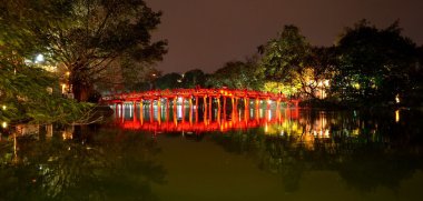 Red Bridge in Hoan Kiem Lake Ha Noi Vietnam clipart