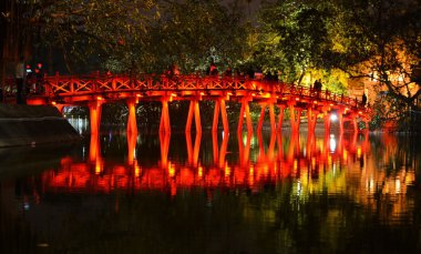 Red Bridge in Hoan Kiem Lake, Ha Noi Vietnam clipart
