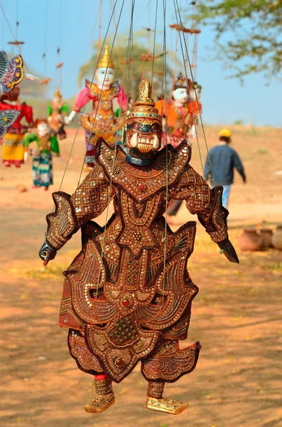 Fantoche de corda de Myanmar para venda em um templo em Bagan — Fotografia de Stock