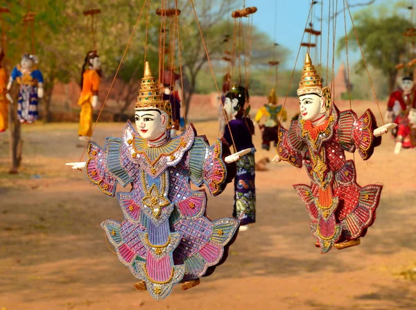 Fantoche de corda de Myanmar para venda em um templo em Bagan — Fotografia de Stock