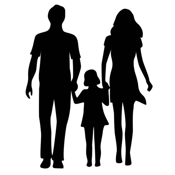 Silhouette Tre Persone Isolate Sfondo Bianco Una Famiglia Tre Mamme — Vettoriale Stock