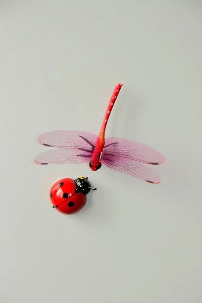 Decoratieve dragonfly en lieveheersbeestje — Stockfoto