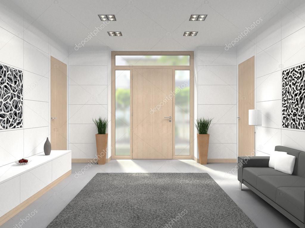 modern foyer front door interior