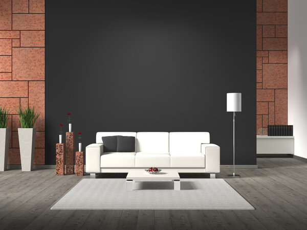 интерьер с ржавой стальной облицовкой стен
