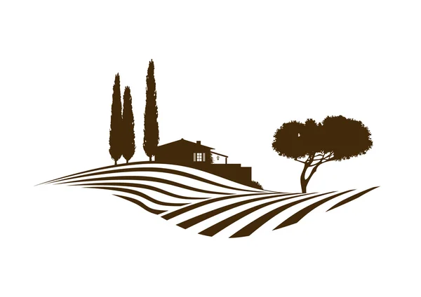 Paisagem vectorial rural mediterrânica — Vetor de Stock