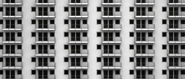 Fictitious 3D rendering of anonymous apartments in a city highrise — Stock Photo, Image