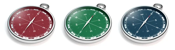 Compass in three colors — Stock Photo, Image