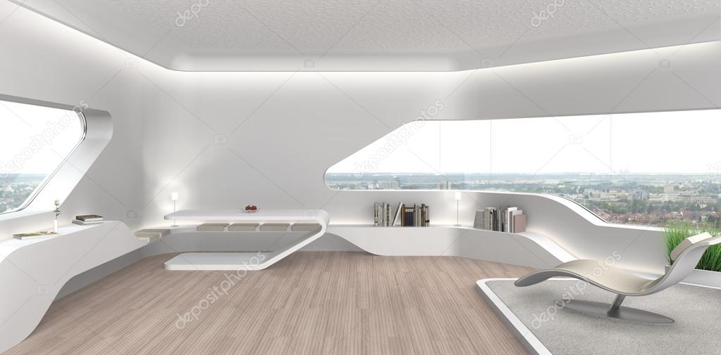 futuristic living room interior