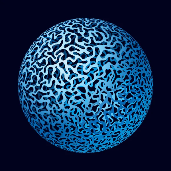 Abstract Blue Ball Art Isolated Black Background Cellular Web Surface — Stock Photo, Image