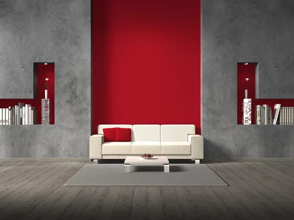 Modern oturma odası ile bordo duvar