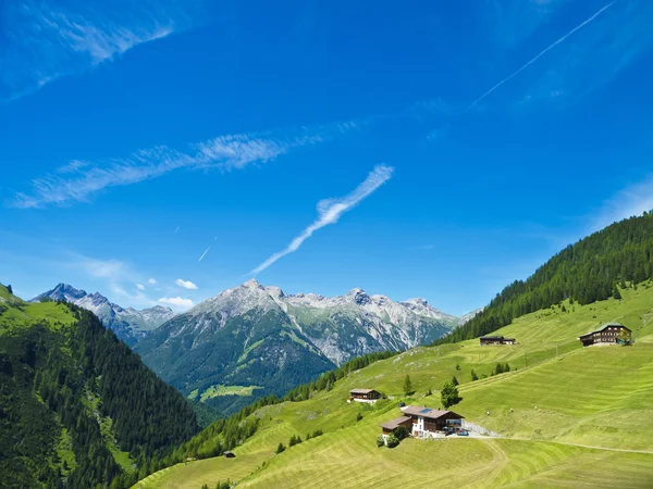 Bauernhäuser und Berglandschaft — Stockfoto