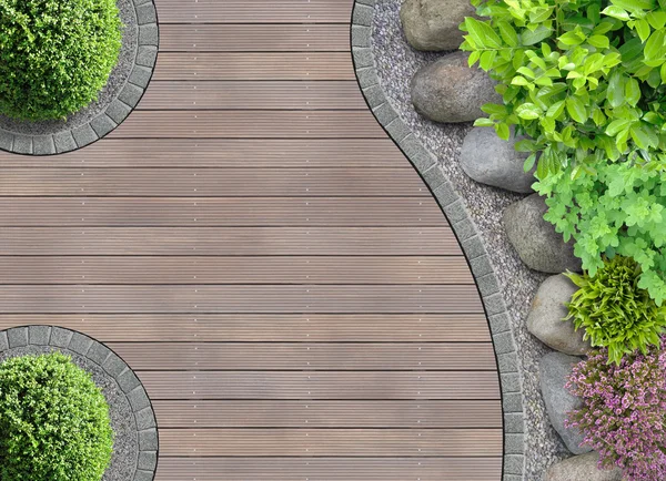 Tuin detail in bovenaanzicht — Stockfoto