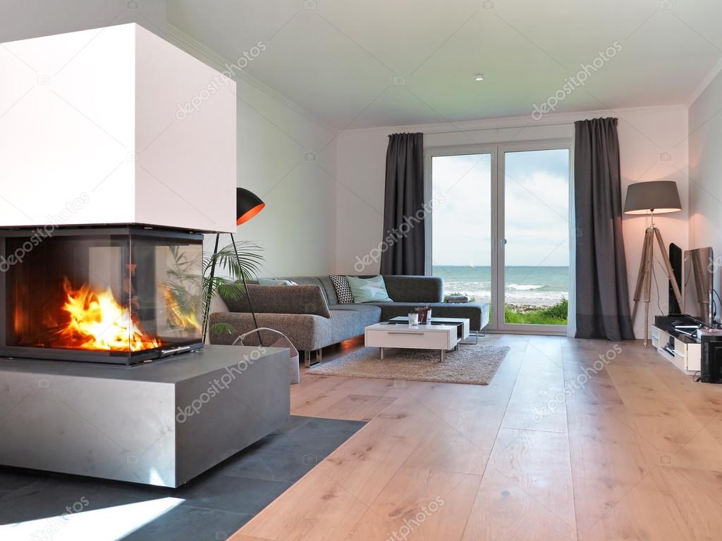 modern living room with a view to the sea