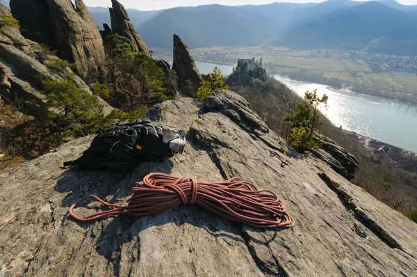 Rucksack und Kletterseil Wachau — Stock Photo, Image