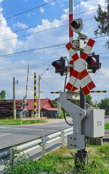 Perlintasan kereta api di Rumania — Stok Foto