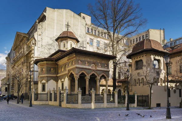 Monasterio de Stavropoleos en el casco antiguo de Bucarest Imagen de archivo