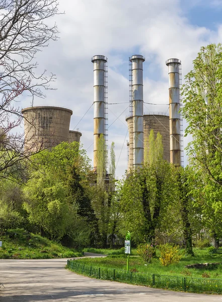 Power plant in spring landscape — Stock Photo, Image