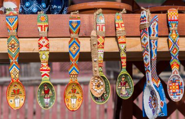 Traditional wooden spoons from Bucovina clipart