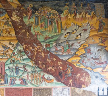 Kıyamet günü açık havada Horezský Mona duvarlarında tasvir