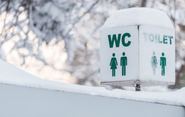 Signs toilet in winter season