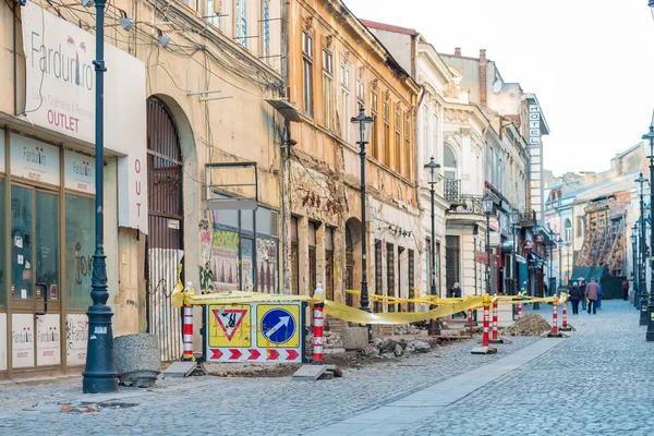 Riparazioni in via Gabroveni a Bucarest — Foto Stock