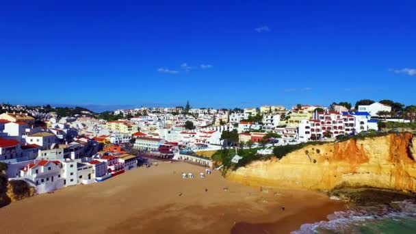 Aerial from the village of Carvoeiro in the Algarve Portugal — Stock Video