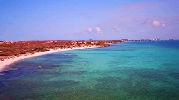 Aerial from Boca Catalina on Aruba island in the Caribbean — Stockvideo