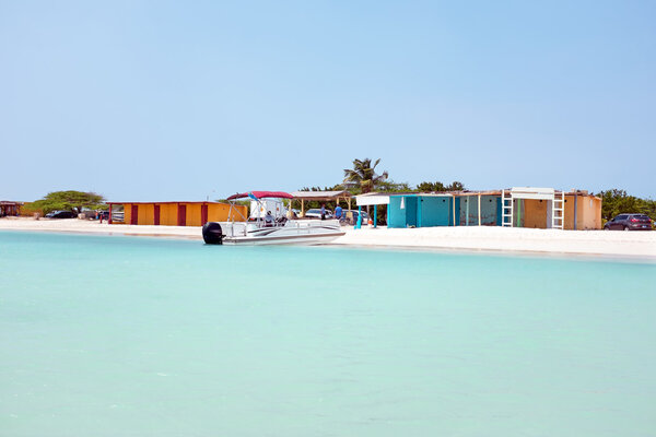 Fisherman Huts on Aruba island in the Caribbean