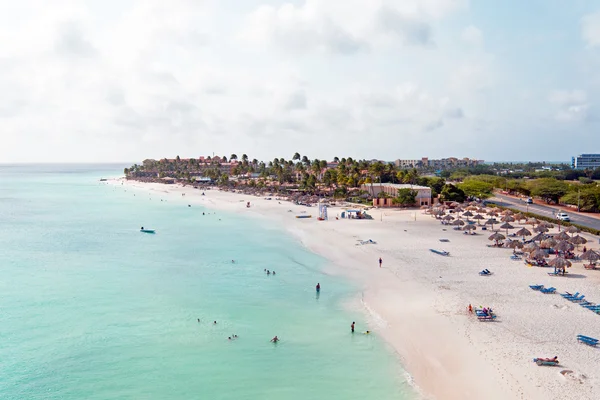 Aerial at Manchebo beach on Aruba island in the Caribbean — Stock Photo, Image