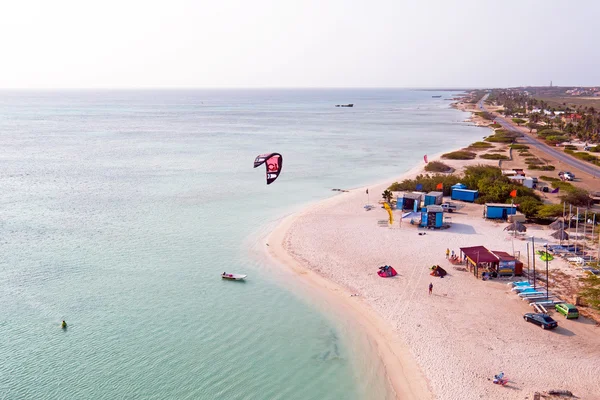 Aéreo de Aruba em cabanas de pescadores no Caribe — Fotografia de Stock