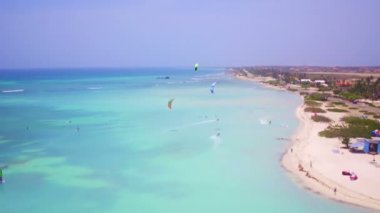 Uçurtma balıkçı kulübeleri Aruba Island Karayipler gelen hava