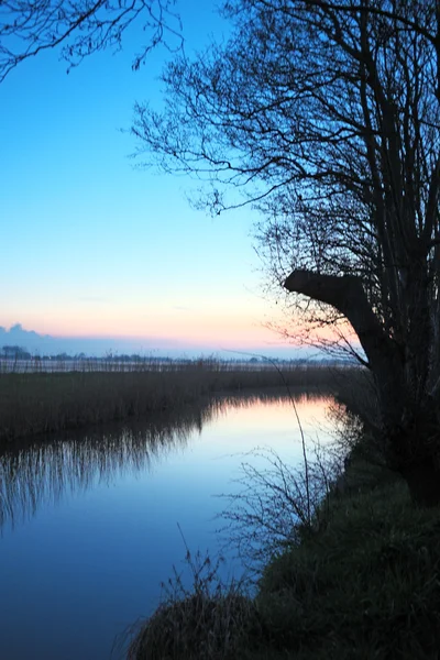 Sunset in the countryside from the Netherlands — Stock Photo, Image