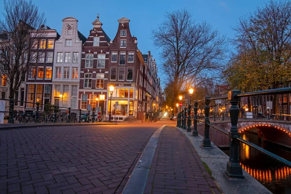 Stadsgezicht Aan Keizersgracht Amsterdam Nachts — Stockfoto