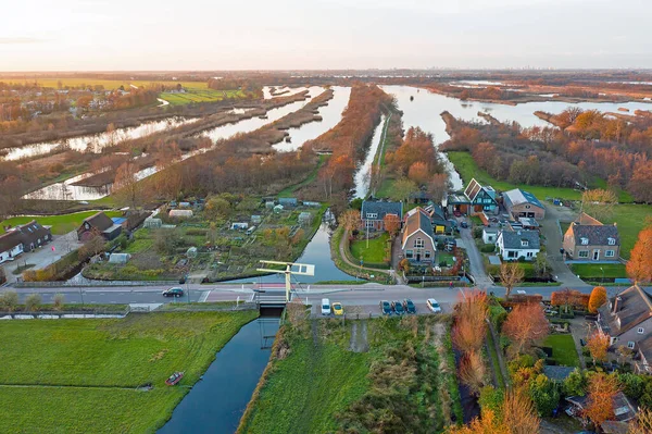 Aerial Ankeveen Ankeveense Plassen Netherlands Sunset — Stock Photo, Image