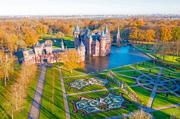 Aerial Castle Haar Haarzuilen Ολλανδία — Φωτογραφία Αρχείου