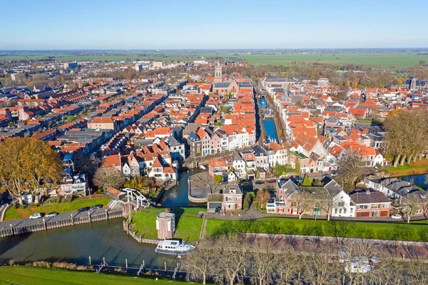 Flyg Från Den Historiska Staden Schoonhoven Nederländerna — Stockfoto