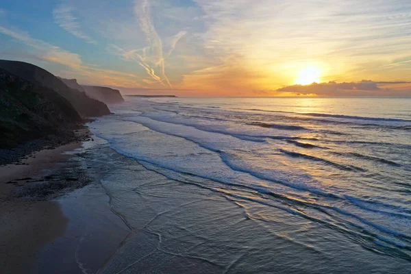 Aerial Praia Vale Figueiras Portugal Sunset — Stock Photo, Image