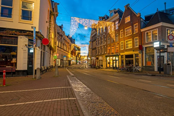 Vánoční Dekorace Ulicích Amsterdamu Nizozemsko — Stock fotografie