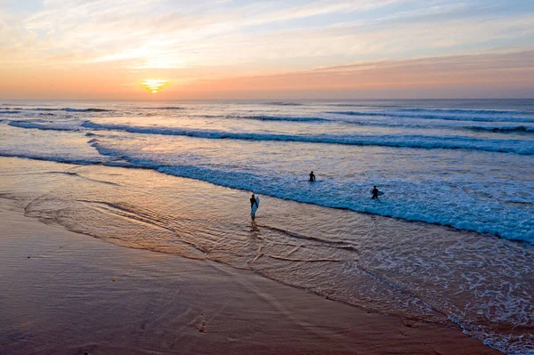 Aérea Praia Vale Figueiras Portugal Atardecer —  Fotos de Stock