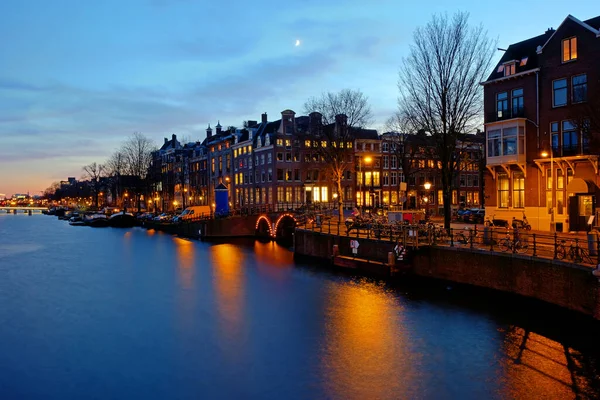 Amsterdam Hollanda Daki Amstel Gün Batımında — Stok fotoğraf