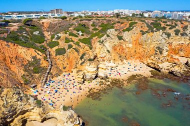Aerial from praia do Camillo in Lagos in the Algarve Portugal clipart
