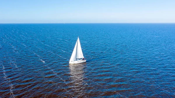 Aerial from sailing on the IJsselmeer in the Netherlands