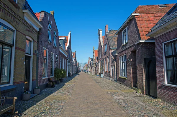 Middeleeuwse Huizen Straten Van Hindeloopen Nederland — Stockfoto