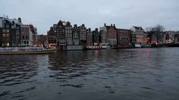 Rejs Rzece Amstel Amsterdamie Zachodzie Słońca — Wideo stockowe