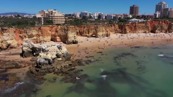 Aerial Praia Rocha Algarve Portogallo — Video Stock