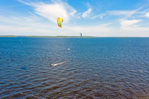 Aerial Kite Surfing Lowerspeer Friesland Ολλανδία — Φωτογραφία Αρχείου