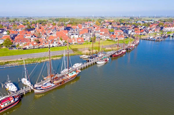 Luchtfoto Uit Het Kleine Dorp Haven Van Workum Friesland Nederland — Stockfoto