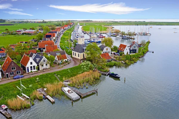 Luchtfoto Uit Het Oude Dorp Durgerdam Aan Het Ijsselmeer Nederland — Stockfoto