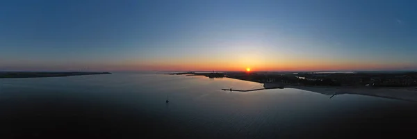 Повітряне Повітря Ісселмера Поблизу Леммера Нідерланди Після Заходу Сонця — стокове фото