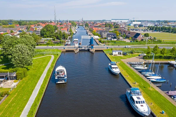 Hollanda Daki Ijsselmeer Deki Lemmer Şehrinden Havadan — Stok fotoğraf